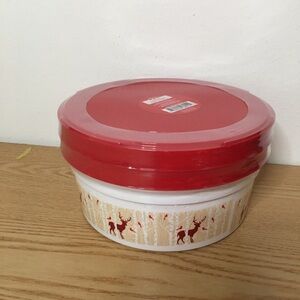 New Bundle Of 2 Christmas Deer Themed Containers 8.35” x 3.19” Great for Gifting